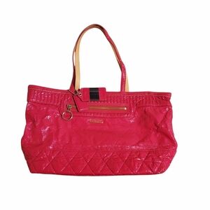 Coach Poppy Daisy Liquid Gloss Patent Leather Shoulder Tote Fuchia